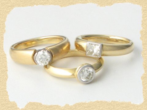 "Halbkarat und mehr"! Diamant-Ringe aus 750/Gelbgold mit feinsten Diamanten - in Platin gefasst!